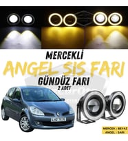 Renault Clio 3 2005-2013 Uyumlu Mercekli Angel Sis Farı Metal 76 mm Sarı Halkalı Gündüz Farı 2 Adet