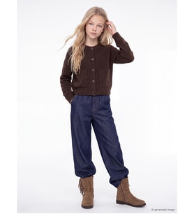 LCW Kids İndigo Wideleg Kız Çocuk Jean Pantolon