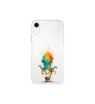 iPhone XR ile uyumlu Splash ahtapot tasarımlı şeffaf silikon kılıf
