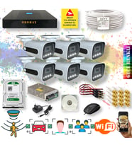 Qromax 6 Kameralı Set - Yapay Zeka Özellikli Gece Renkli Gösteren 5MP SONY Lensli 4 Ultra Warm Ledli FULLHD Güvenlik Kamerası Seti 784W