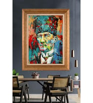 Altın Varaklı Çerçeveli Paspartulu Atatürk Tablo TR1545 (Gold)