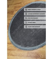 Comfort Ponpon Saçaklı Peluş Halı Antrasit (Antik Siyah)