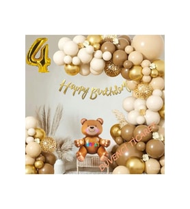 RETRO RENK OTURAN AYI FOLYO BALONLU BALON ZİNCİR SET
