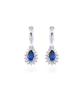 0.80 Karat Laboratuvar Pırlanta Safir Küpe - HRD Sertifikalı