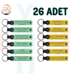 Yeşil & Sarı, Müzik Atölyesi Katılımcılarına Anı, 26’lı Set, İsim Yazılabilen Deri Anahtarlık