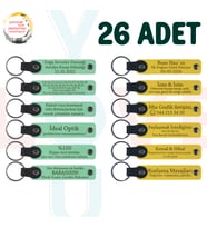 Yeşil & Sarı, Müzik Atölyesi Katılımcılarına Anı, 26’lı Set, İsim Yazılabilen Deri Anahtarlık