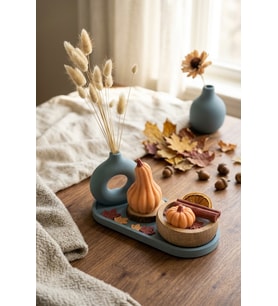 Soft Season Mum - Mumelia Candles Doğal Soya Balkabağı Taştozu Vazo Tasarım Dekoratif Mum Seti