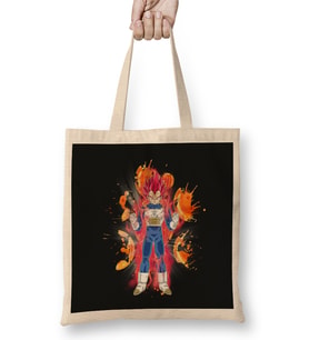 Vegeta Super Saiyan God Bez Çanta Uzun Saplı