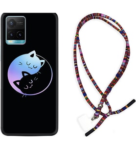 Vivo Y11S Y21S Y20 Y20S Y70 Kılıf Boyun Asklı Rasta Silikon Love Cats 1604