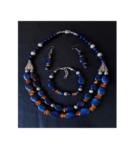Lapis Kehribar Enerji, Şifa Ve Bilgelik Takı Seti (Çok Renkli)