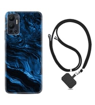 Infınix Hot 12 Kılıf Resimli Boyun Askılı İpli Desenli Silikon Blue MArble 1379