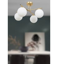 Neutral 4’lü Cam Küre Modern Avize – Salon & Oturma Odası Avizesi (Gold)