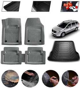 Dacia Logan Mcv 2005-2014 Uyumlu Paspas Araca Özel Bagaj Havuzu MBS Gri