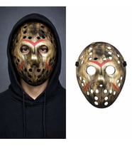 Bakır Renk Kırmızı Çizgili Tam Yüz Hokey Jason Maskesi Hannibal Maskesi