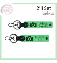 Fotoğraf Temalı Doğum Günü Hediyesi, Anı Seven Erkek Sevgiliye Deri Set, Fıstık Yeşil-Fıstık Yeşil