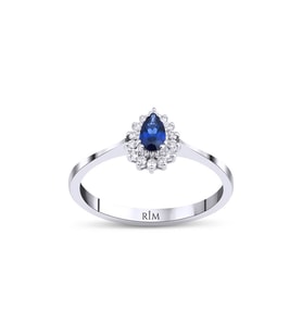 0.35 Karat Laboratuvar Pırlanta Safir Yüzük - HRD Sertifikalı