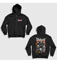 Presmono Unisex Siyah Hellfire Metal Slipknot Sırt Baskılı Fermuarlı Kapüşonlu Sweatshirt 516898tt