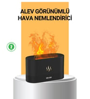 Tasarımlı Alev Efektli Led Aromaterapi Hava Nemlendirici