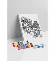 Love Desenli Mandala Tuval Boyama Seti 40x50 cm