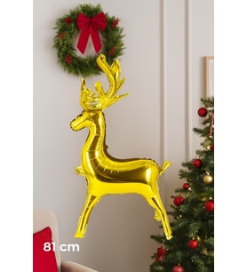 50×81 cm Altın Geyik Boynuzu Folyo Balon – Yılbaşı Parti ve Dekor Balonu