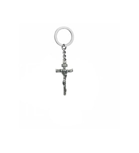İsa Heykeli Figürlü Haç Metal Anahtarlık – Unisex Dini & Antik Aksesuar