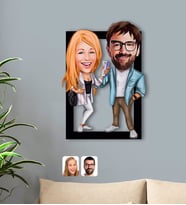 BK Gift Kişiye Özel Sevgililer Karikatürlü 3D Ahşap Tablo-93