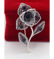 Safir Taşlı Zambak Model Telkari Gümüş Kadın Broş 201025412