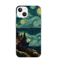 Iphone 14 Uyumlu Van Gogh Tasarımlı Şeffaf Telefon Kılıfı