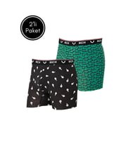 Erkek Likralı Desenli ve Düz 2'li Boxer Paketi