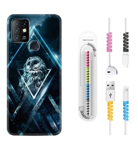 INFINIX Hot 8 9 10 11S Hot 10 Play 10T Kılıf Kablo Koruma Spiral Silikon Old Owl 1649