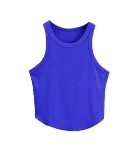 Liona Kadın Oval Etekli Mavi Renk Bisiklet Yaka Crop Top Bluz