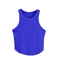 Liona Kadın Oval Etekli Mavi Renk Bisiklet Yaka Crop Top Bluz