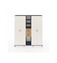 Hyperion Dolap 15 Raflı 2 Çekmeceli 4 Kapaklı 220x44x243 Antrasit-Aytaşı/Çam