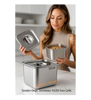 Premium Inox Saklama Kabı - Hava Sızdırmaz Mutfak Düzenleyici 16x12 cm 304 Paslanmaz Çelik