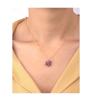 Mor Lotus Çiçeği Gümüş Kolye (STD)