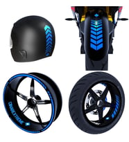 Moto Rider 4'lü Sticker Seti Azur Mavi İç Dış Jant Şeridi Kask ve Çamurluk Çınar