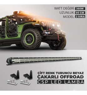 360w 95 Cm Çift Sıra 5 Modlu Turuncu Beyaz Off Road Led Bar