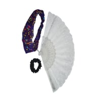Yelpaze Simli Beyaz & Bandana Seti