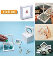 11x11cm Standlı 3D Takı Ziynet Hatıra Koleksiyon Saklama Kutusu Şeffaf Film Çerçevesi (5365)