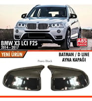 Bmw X3 Uyumlu Lci F25 2014-2017 Batman Ayna Kapağı Parlak Siyah Parça