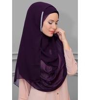 Mürdüm Pratik Hazır Geçmeli Malezya Şal Şifon Taşlı 1850_07
