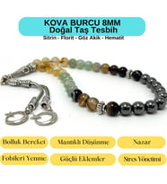 Sertifikalı Kova Burcu 8mm 33lük Doğal Taş Tesbih