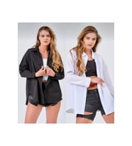 Kadın Zümrüt Oversize Uzun Basic Gömlek
