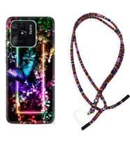 Xiaomi Poco X3 Pro M4 Pro X4 Pro C40 10C Kılıf Boyun Asklı Rasta Silikon Butterfly Neon 1684