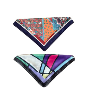 2 Li Saten Bandana Seti Saten Fular Saten Çanta Aksesuarı Özel Desen Bandana 45X50 Cm
