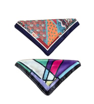 2 Li Saten Bandana Seti Saten Fular Saten Çanta Aksesuarı Özel Desen Bandana 45X50 Cm