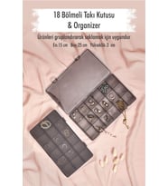18 Bölmeli Takı Kutusu & Çok Amaçlı Kutu & Organizer (Füme)