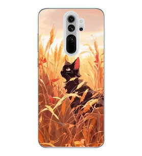 Redmi Note 8 Pro Uyumlu Doğa ve Kedi Tasarımlı Şeffaf Telefon Kılıfı