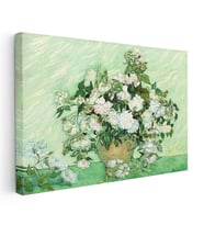 Kanvas Tablo Van Gogh Beyaz Güller Vazo Çiçekli Natürmort Ressam Tablosu Ev Ofis Duvar Dekoru