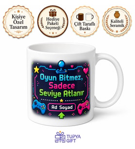 Retro Oyun Temalı Baskılı Kupa Bardak Hediye Nostaljik Gamer Porselen Mug